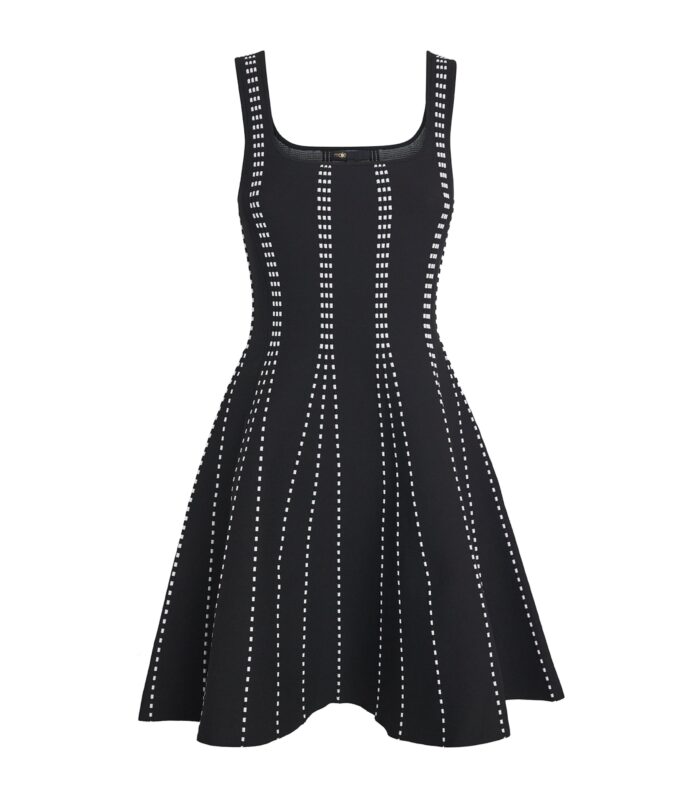 Noir Square Collar Dress With Pockets
